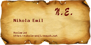 Nikola Emil névjegykártya