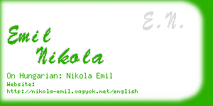 emil nikola business card